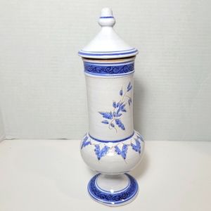 Lovely Demnate Sale Moroccan Handmade Clay Pottery Vessel with Lid Signed Vtg